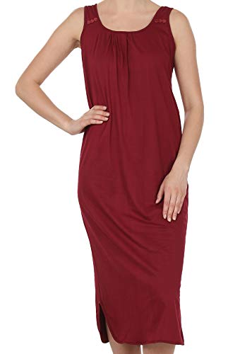 BLAZON Women's Cotton Nighty Slip - Set of 2 (Maroon & Skin)