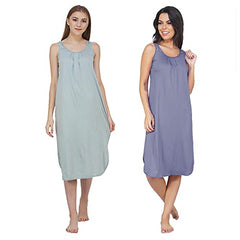 BLAZON Women's Cotton Hosiery Solid Maxi Nighty Slip (Pack of 2) Available Sizes: S, M, L, XL, 2XL, 3XL, 4XL, 5XL - Lavender, Wisp Grey