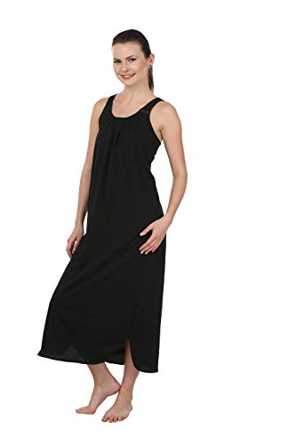 BLAZON Women's Cotton Hosiery Solid Maxi Nighty Slip (Pack of 2) Available Sizes: S, M, L, XL, 2XL, 3XL, 4XL, 5XL - Black, Maroon