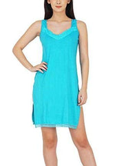 BLAZON Women's Cotton Hosiery Fairy Full Slip (Available Sizes: S, M, L, XL, 2XL, 3XL, 4XL, 5XL) - Teal Blue