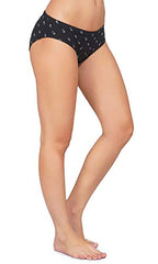 BLAZON Women's Mid Rise Hipster Floral Printed Premium Soft Skin (Inner-Elastic) Panty - Black, Brown, Navy Blue