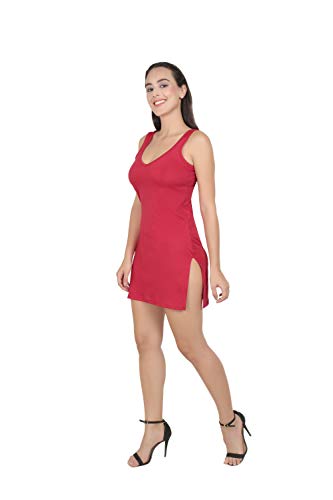 BLAZON Women's Cotton Hosiery Selfie Midi Slip Combo Pack of 2 (Available Sizes: XS, S, M, L, XL, 2XL, 3XL, 4XL, 5XL) - Red, Martini Olive