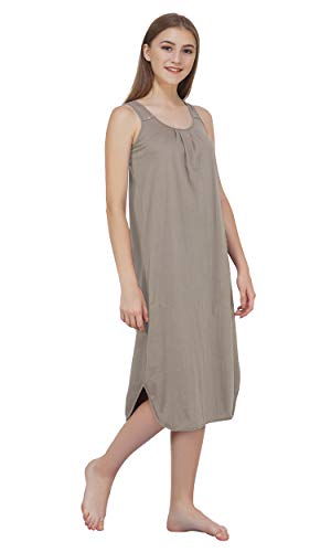 BLAZON Women's Cotton Hosiery Solid Maxi Nighty Slip (Pack of 2) Available Sizes: S, M, L, XL, 2XL, 3XL, 4XL, 5XL - Smoky Grey, Skin