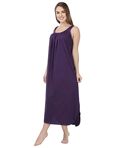 BLAZON Women's Cotton Nighty Slip - Set of 2 (Blueviolet & Skin)