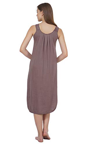 BLAZON Women's Cotton Hosiery Solid Maxi Nighty Slip (Pack of 2) Available Sizes: S, M, L, XL, 2XL, 3XL, 4XL, 5XL - Brownish Grey, Pink