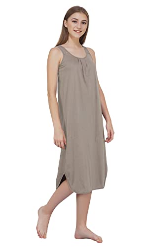 BLAZON Women's Cotton Solid Midi Slip Premium Dreams Nighty (Available Sizes: S, M, L, XL, 2XL, 3XL, 4XL, 5XL) - Smoky Grey