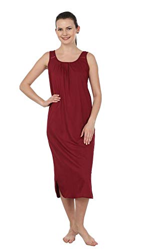 BLAZON Women's Cotton Solid Midi Slip Premium Dreams Nighty (Available Sizes: S, M, L, XL, 2XL, 3XL, 4XL, 5XL) - Maroon