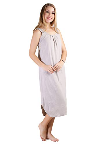 BLAZON Women's Cotton Solid Midi Slip Premium Dreams Nighty (Available Sizes: S, M, L, XL, 2XL, 3XL, 4XL, 5XL) - Almond Frost