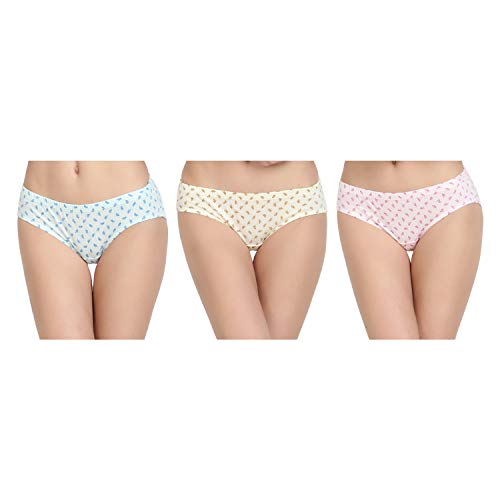 BLAZON Women's Mid Rise Hipster Soft Skin (Inner-Elastic) Panty | Printed | Combo Pack of 3 | Colour Base | Available Sizes: S, M, L, XL, 2XL, 3XL, 4XL, 5XL - BERGAMOT (Off White, Sea Green, Baby Pink)