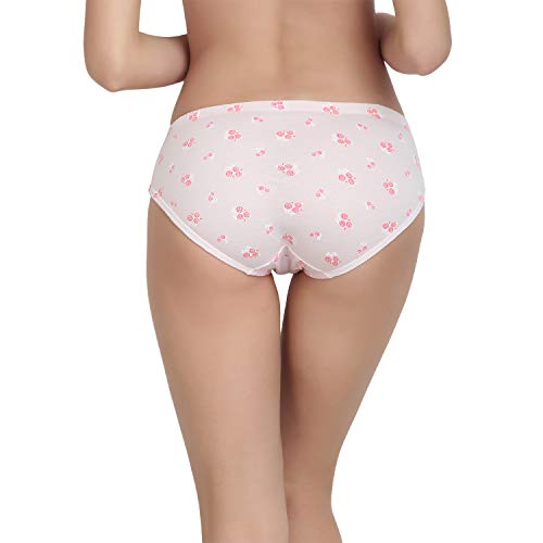 BLAZON Women's Mid Rise Hipster Soft Skin (Inner-Elastic) Panty | Floral Print | Combo Pack of 3 | Light Base | Available Sizes: S, M, L, XL, 2XL, 3XL, 4XL, 5XL - Baby Pink, Off White, Sea Green
