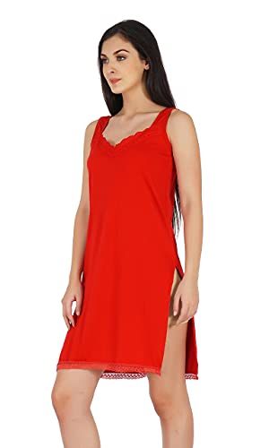 BLAZON Women's Cotton Hosiery Fairy Full Slip (Available Sizes: S, M, L, XL, 2XL, 3XL, 4XL, 5XL) - Red