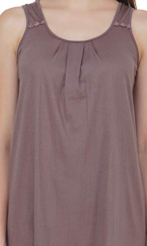 BLAZON Women's Cotton Hosiery Solid Maxi Nighty Slip (Pack of 2) Available Sizes: S, M, L, XL, 2XL, 3XL, 4XL, 5XL - Brownish Grey, Old Rose