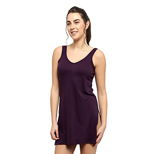 BLAZON Women's Cotton Hosiery Selfie Midi Slip Combo Pack of 2 (Available Sizes: XS, S, M, L, XL, 2XL, 3XL, 4XL, 5XL) - Blueviolet, Whiskey