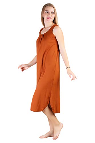 BLAZON Women's Cotton Solid Midi Slip Premium Dreams Nighty (Available Sizes: S, M, L, XL, 2XL, 3XL, 4XL, 5XL) - Brandy