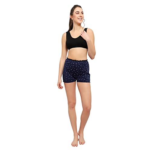 BLAZON Women's Cotton Hoisery Bloomers Floral Print (Pack of 3) (7003 Saroj_1_Dark_03_XS_Black, Brown and Navy Blue_X-Small)