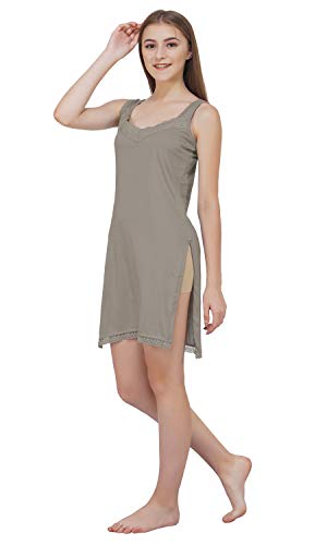 BLAZON Women's Cotton Hosiery Fairy Full Slip (Available Sizes: S, M, L, XL, 2XL, 3XL, 4XL, 5XL) - Smoky Grey