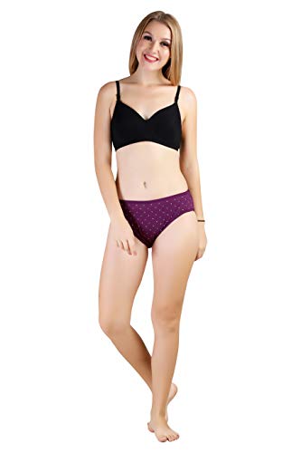 BLAZON Women's Mid Rise Hipster Regular (Outer-Elastic) Panty | Printed | 105cm-110cm | Combo Pack of 3 | Dark Base - Tamarind, Lavender, Blueviolet