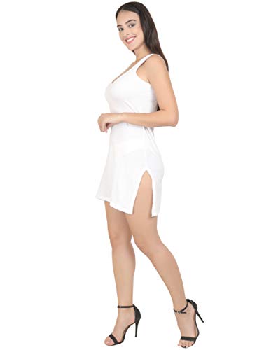 BLAZON Women's Cotton Hosiery Selfie Midi Slip Combo Pack of 2 (Available Sizes: XS, S, M, L, XL, 2XL, 3XL, 4XL, 5XL) - White, Red