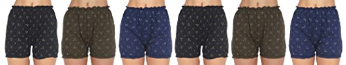 BLAZON Women's Cotton Hoisery Bloomers Floral Print Combo (Pack of 6) (Availabe Sizes: XS, S, M, L, XL, XXL, 3XL, 4XL, 5XL) - Black, Brown and Navy Blue