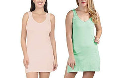 BLAZON Women's Cotton Hosiery Selfie Midi Slip Combo Pack of 2 (Available Sizes: XS, S, M, L, XL, 2XL, 3XL, 4XL, 5XL) - Peach, Pista