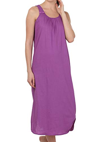 BLAZON Women's Cotton Nighty Slip - Set of 2 (Purple & Skin)