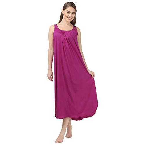 BLAZON Women's Cotton Nighty Slip - Set of 2 (Turquoise & Vivid Violet)