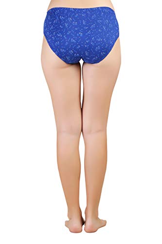 BLAZON Women's Mid Rise Hipster Soft Skin (Inner-Elastic) Panty | Floral Print | 115cm-120cm | Combo Pack of 3 | Dark Base - Royal Blue, Tamarind, Vivid Violet
