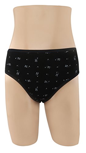 BLAZON Women's Hipster Printed Panty Pack of 3 (Black, Brown, Navy Blue)