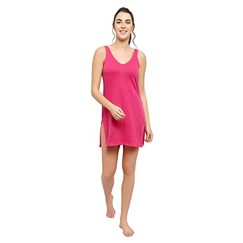 BLAZON Women's Cotton Hosiery Selfie Midi Slip Combo Pack of 2 (Available Sizes: XS, S, M, L, XL, 2XL, 3XL, 4XL, 5XL) - Dark Pink, Martini Olive