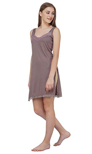 BLAZON Women's Cotton Hosiery Fairy Full Slip (Available Sizes: S, M, L, XL, 2XL, 3XL, 4XL, 5XL) - Brownsih Grey