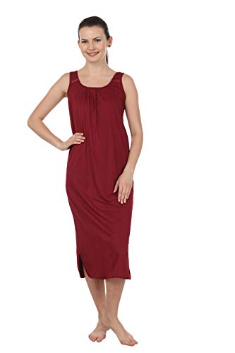 BLAZON Women's Cotton Hosiery Solid Maxi Nighty Slip (Pack of 2) Available Sizes: S, M, L, XL, 2XL, 3XL, 4XL, 5XL - Maroon