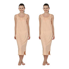 BLAZON Women's Cotton Hosiery Solid Maxi Nighty Slip (Pack of 2) Available Sizes: S, M, L, XL, 2XL, 3XL, 4XL, 5XL - Peach