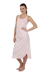 BLAZON Women's Cotton Solid Midi Slip Premium Dreams Nighty (Available Sizes: S, M, L, XL, 2XL, 3XL, 4XL, 5XL) - Baby Pink