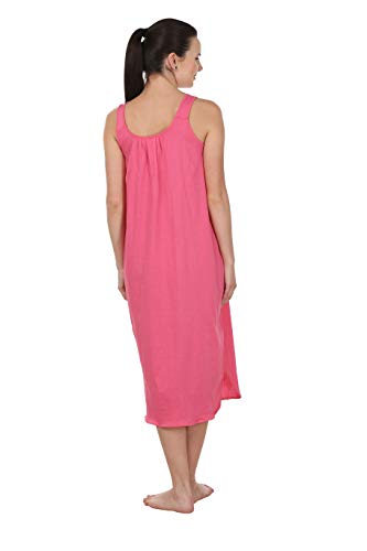 BLAZON Women's Cotton Nighty Slip - Set of 2 (Dark Pink & White)