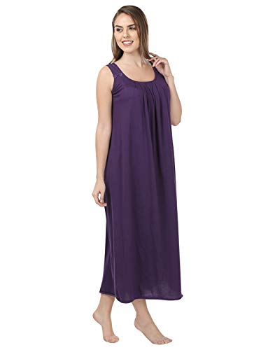 BLAZON Women's Cotton Nighty Slip - Set of 2 (Blueviolet & Skin)