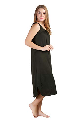 BLAZON Women's Cotton Solid Midi Slip Premium Dreams Nighty (Available Sizes: S, M, L, XL, 2XL, 3XL, 4XL, 5XL) - Martini Olive