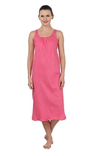 BLAZON Women's Cotton Nighty Slip - Set of 2 (Dark Pink & Red)