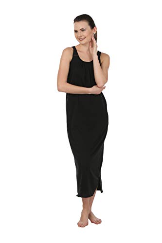 BLAZON Women's Cotton Hosiery Solid Maxi Nighty Slip (Pack of 2) Available Sizes: S, M, L, XL, 2XL, 3XL, 4XL, 5XL - Tamarind, Black