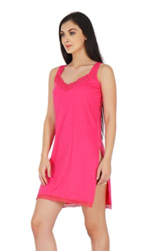 BLAZON Women's Cotton Hosiery Fairy Full Slip (Available Sizes: S, M, L, XL, 2XL, 3XL, 4XL, 5XL) - Dark Pink