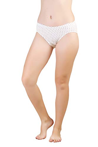 BLAZON Women's Mid Rise Hipster Soft Skin (Inner-Elastic) Panty | Floral Print | Combo Pack of 3 | Light Base | Available Sizes: S, M, L, XL, 2XL, 3XL, 4XL, 5XL - Off White, Baby Pink, Sea Green