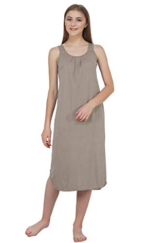 BLAZON Women's Cotton Solid Midi Slip Premium Dreams Nighty (Available Sizes: S, M, L, XL, 2XL, 3XL, 4XL, 5XL) - Smoky Grey