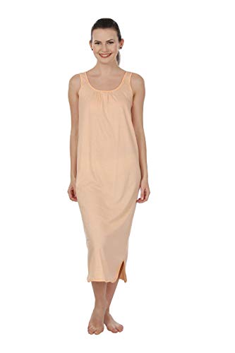 BLAZON Women's Cotton Hosiery Solid Maxi Nighty Slip (Pack of 2) Available Sizes: S, M, L, XL, 2XL, 3XL, 4XL, 5XL - Tamarind, Peach