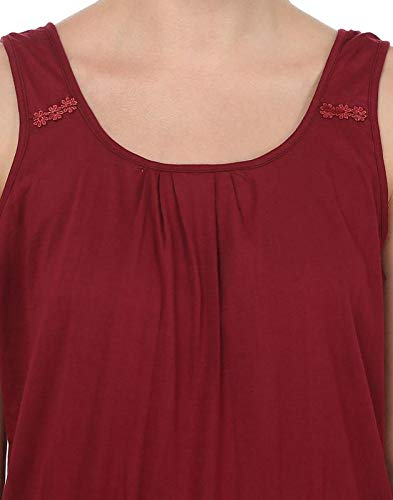 BLAZON Women's Cotton Solid Midi Slip Premium Dreams Nighty (Available Sizes: S, M, L, XL, 2XL, 3XL, 4XL, 5XL) - Maroon