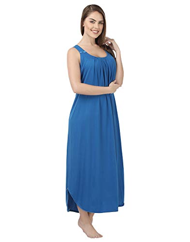 BLAZON Women's Cotton Solid Midi Slip Premium Dreams Nighty (Available Sizes: S, M, L, XL, 2XL, 3XL, 4XL, 5XL) - Royal Blue