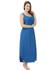 BLAZON Women's Cotton Nighty Slip - Set of 2 (Royal Blue & White)