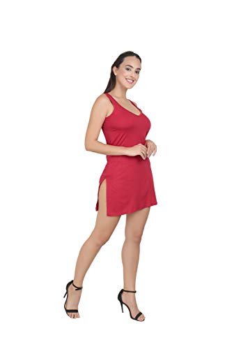 BLAZON Women's Cotton Hosiery Selfie Midi Slip Combo Pack of 2 (Available Sizes: XS, S, M, L, XL, 2XL, 3XL, 4XL, 5XL) - Red, Brandy