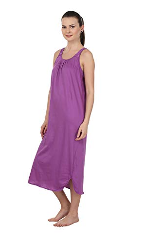 BLAZON Women's Cotton Nighty Slip - Set of 2 (Purple & Yellow)