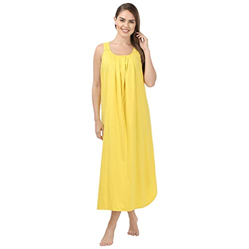 BLAZON Women's Cotton Nighty Slip - Set of 2 (White & Yellow)