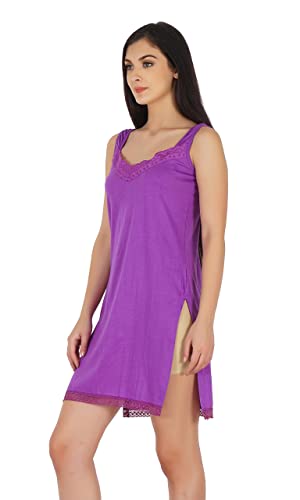 BLAZON Women's Cotton Hosiery Fairy Full Slip (Available Sizes: S, M, L, XL, 2XL, 3XL, 4XL, 5XL) - Purple