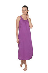 BLAZON Women's Cotton Nighty Slip - Set of 2 (Purple & White)